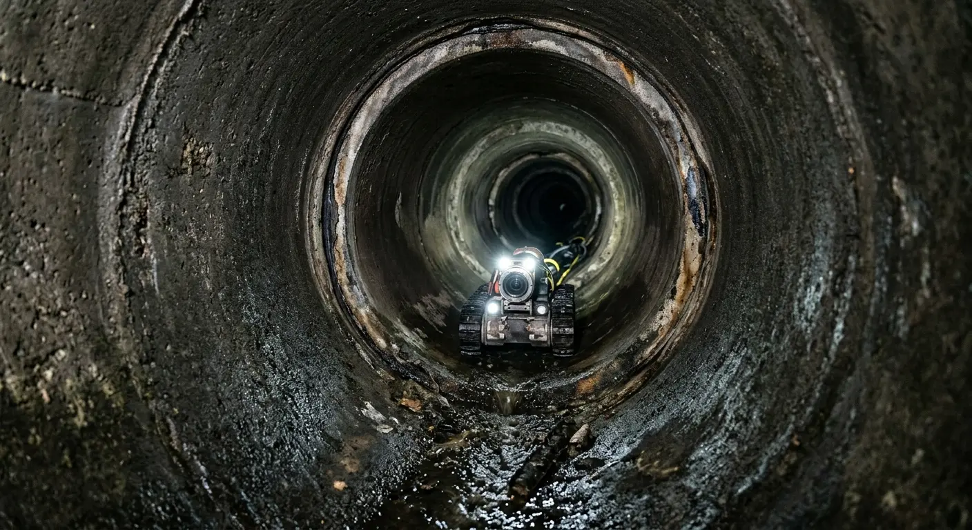 Robotic sewer camera inspecting pipe interior for Sewer Line Repair in Anoka